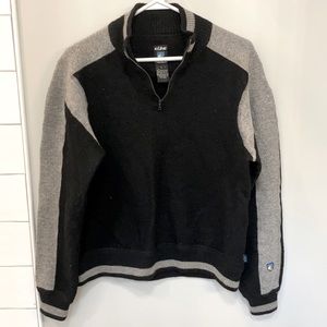 Kuhl merino wool pullover sweater black and gray